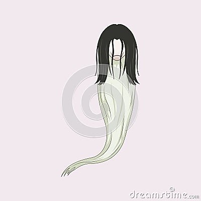 White Lady Cartoon Ghost Character Vector Illustration