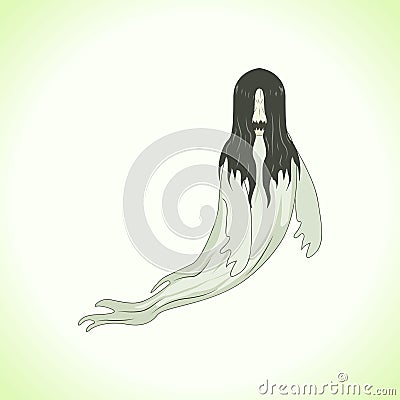 White Lady Cartoon Ghost Character Vector Illustration