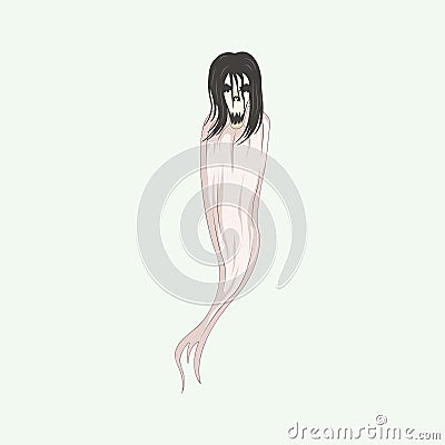 White Lady Cartoon Ghost Character Vector Illustration