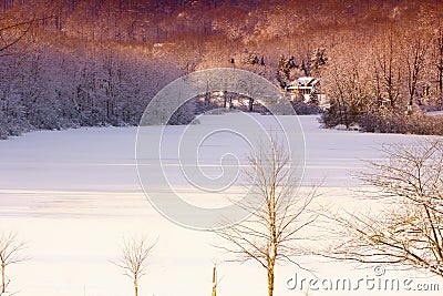 White Lake of Winter Stock Photo