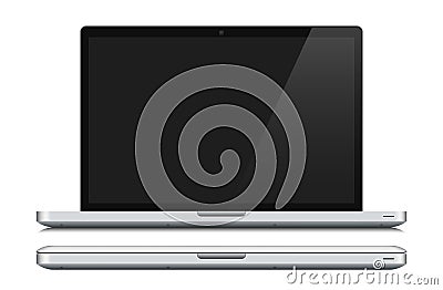 White laptop, closed and opened Vector Illustration