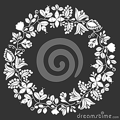 White laurel vector wreath frame on black background Vector Illustration