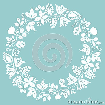 White laurel vector wreath frame on pastel mint background Vector Illustration