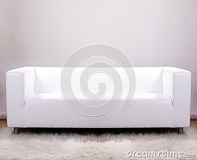 White Leather Sofa Stock Photo