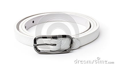White leather thin belt Stock Photo