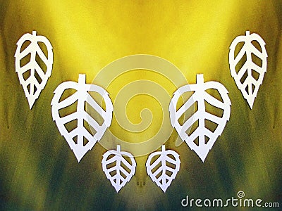 White leaves. Paper cutting. Stock Photo