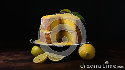 white lemon cake Stock Photo