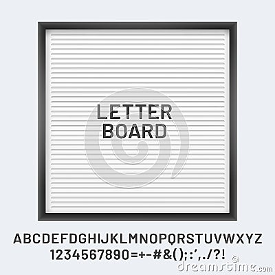 White letter board with font abc and numbers Vector Illustration