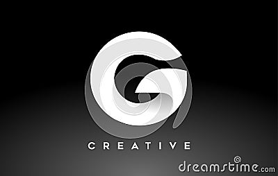 White Letter G Logo Design with Minimalist Creative Look and soft Shaddow on Black background Vector Vector Illustration