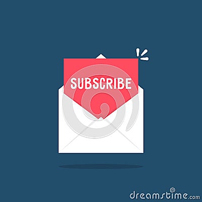 White letter with subscribe newsletter Vector Illustration