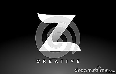 White Letter Z Logo Design with Minimalist Creative Look and soft Shaddow on Black background Vector Vector Illustration