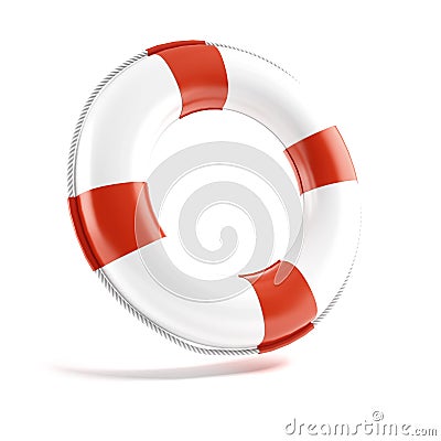 White lifebuoy isolated on white Stock Photo