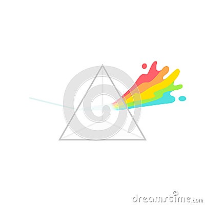 White light dispersion triangle prism colorful on white background - isolated vector illustration Vector Illustration