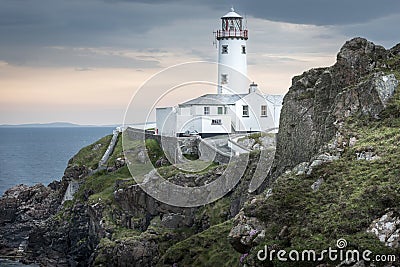 White lighthouse at Fanad Head, Donegal, Ireland Stock Photo