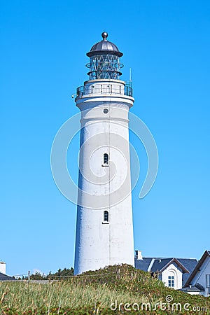 White Lighthouse Hirtshals Fyr at the danish coast Stock Photo