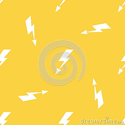 White lightnings yellow vector seamless pattern Vector Illustration