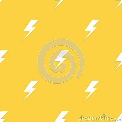 White lightnings yellow vector seamless pattern Vector Illustration