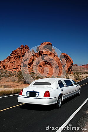 White Limousine Stock Photo