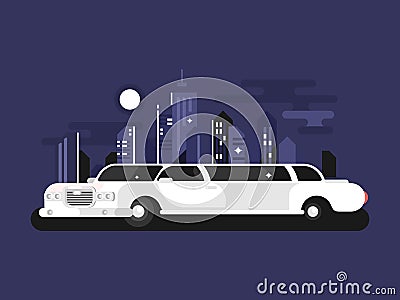 White limousine car Vector Illustration