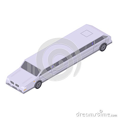 White limousine icon, isometric style Vector Illustration