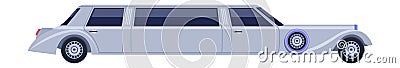White limousine icon. Limo side view. Luxury car Vector Illustration
