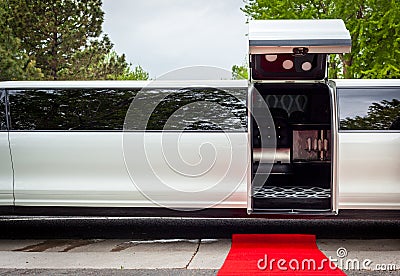 White limousine with inviting open door Stock Photo