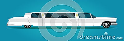 White limousine isolated. Vector Illustration