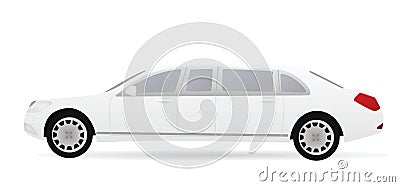 White limousine, side view Vector Illustration