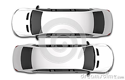 White Limousine Top View Stock Photo