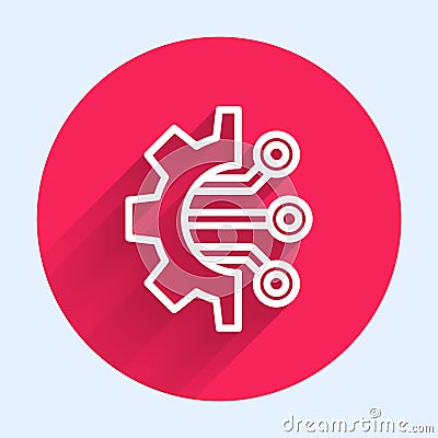 White line Algorithm icon isolated with long shadow. Algorithm symbol design from Artificial Intelligence collection Vector Illustration