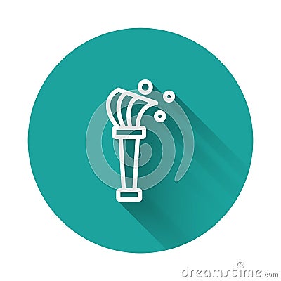 White line Aspergillum icon isolated with long shadow background. Green circle button. Vector Vector Illustration