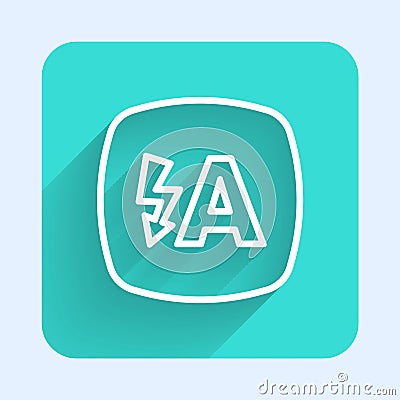 White line Auto flash icon isolated with long shadow. Automatic flash. Green square button. Vector Vector Illustration