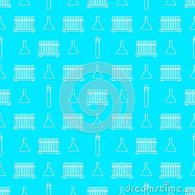 White line beakers chemistry seamless pattern Vector Illustration