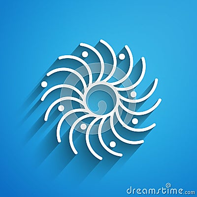 White line Black hole icon isolated on blue background. Space hole. Collapsar. Long shadow Vector Illustration