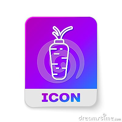 White line Carrot icon isolated on white background. Rectangle color button. Vector Vector Illustration