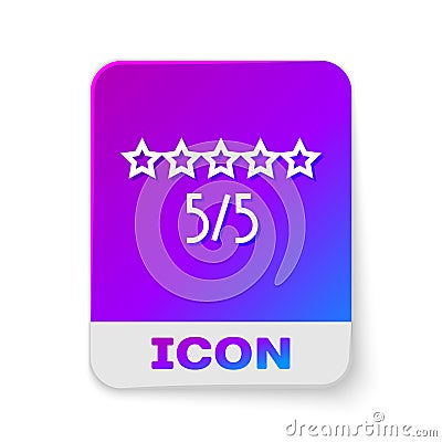 White line Consumer or customer product rating icon isolated on white background. Rectangle color button. Vector Vector Illustration