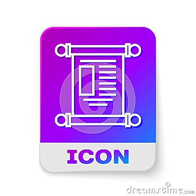 White line Decree, paper, parchment, scroll icon icon isolated on white background. Chinese scroll. Rectangle color Vector Illustration
