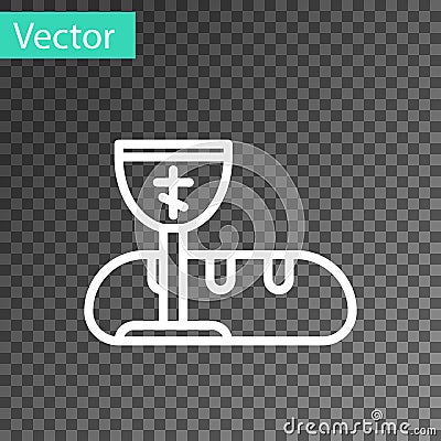 White line First communion symbols for a nice invitation icon isolated on transparent background. Vector Illustration Vector Illustration