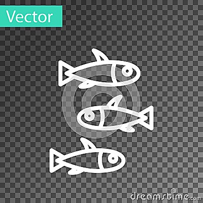 White line Fishes icon isolated on transparent background. Vector. Vector Illustration