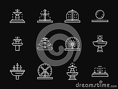 White line fountains architecture icons Stock Photo