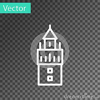 White line Giralda in Seville Spain icon isolated on transparent background. Vector Vector Illustration