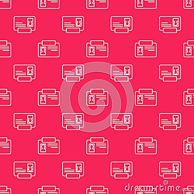 White line Identification badge icon isolated seamless pattern on red background. It can be used for presentation Vector Illustration