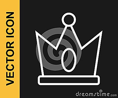 White line King crown icon isolated on black background. Vector Vector Illustration