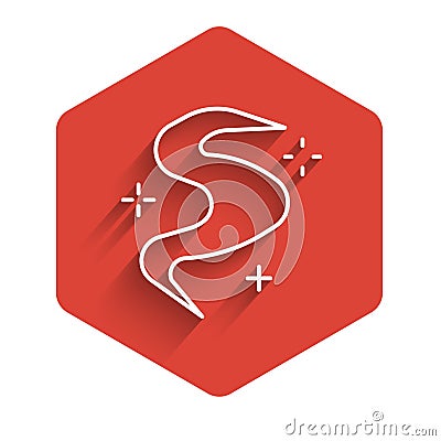 White line Magic fog or smoke icon isolated with long shadow. Red hexagon button. Vector Vector Illustration