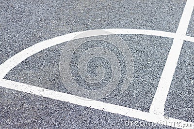 White line markings on the black asphalt. Stock Photo