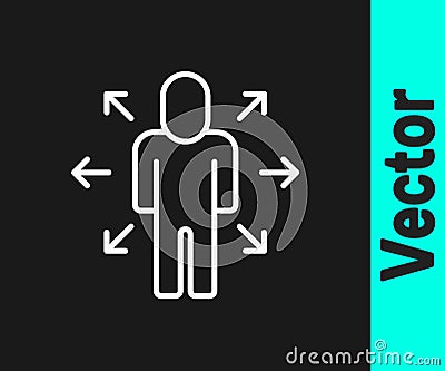 White line Multitasking manager working icon isolated on black background. Vector Vector Illustration