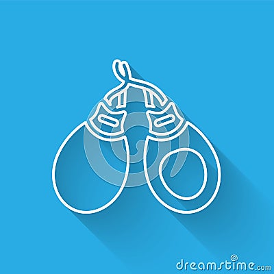 White line Musical instrument castanets icon isolated with long shadow. Vector Vector Illustration