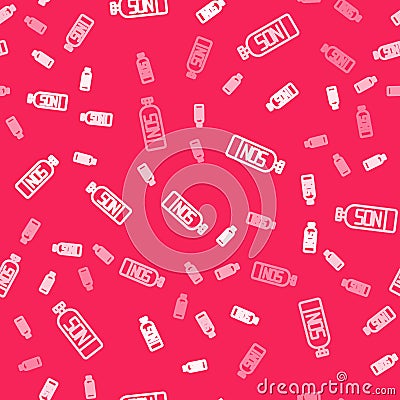 White line Nitrous oxide icon isolated seamless pattern on red background. Vector Vector Illustration