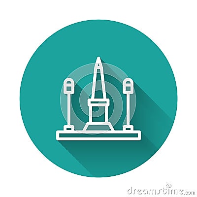 White line Place De La Concorde in Paris, France icon isolated with long shadow. Green circle button. Vector Vector Illustration