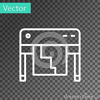 White line Plotter icon isolated on transparent background. Large format multifunction printer. Polygraphy, printshop Vector Illustration